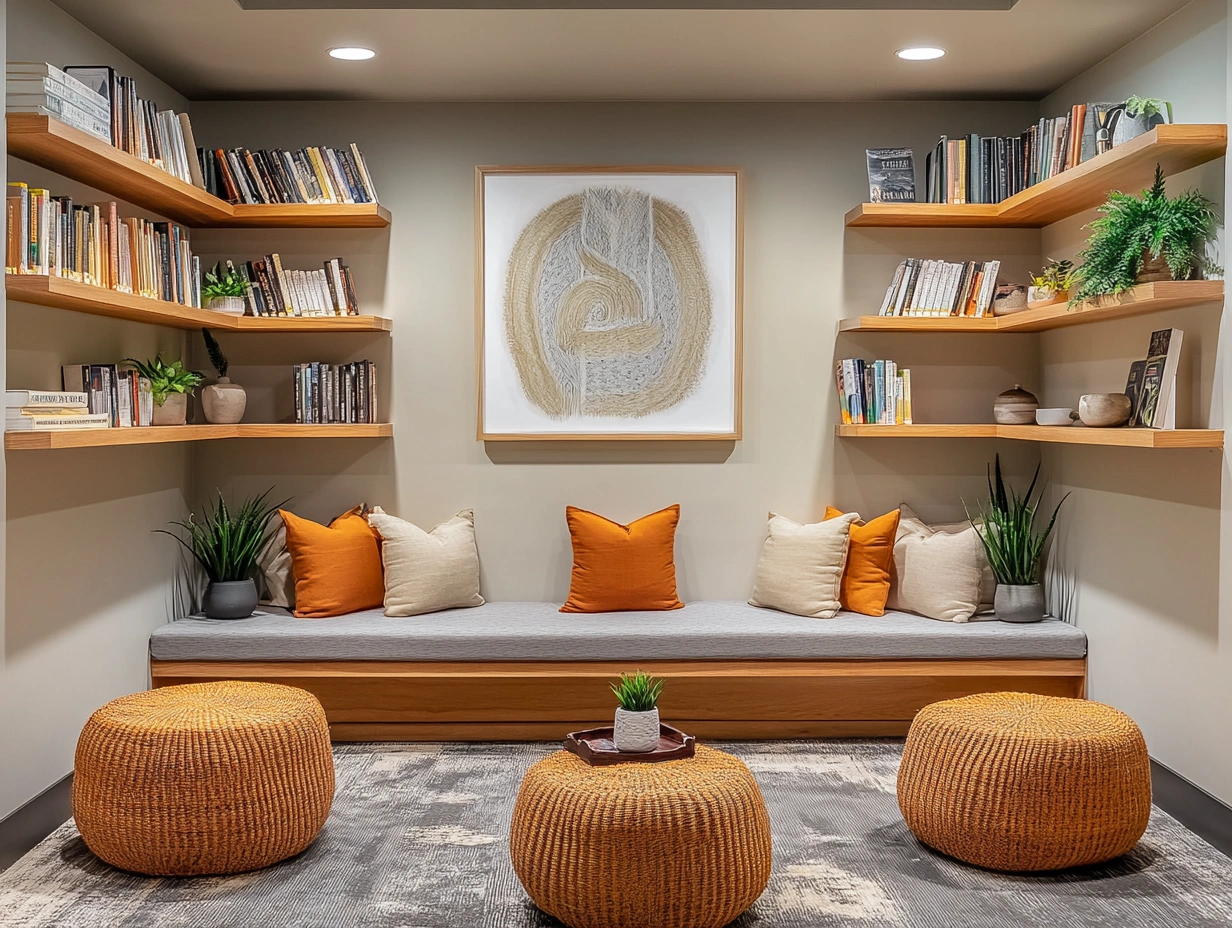 Куточок для чаювання з травами та книгами про йогу